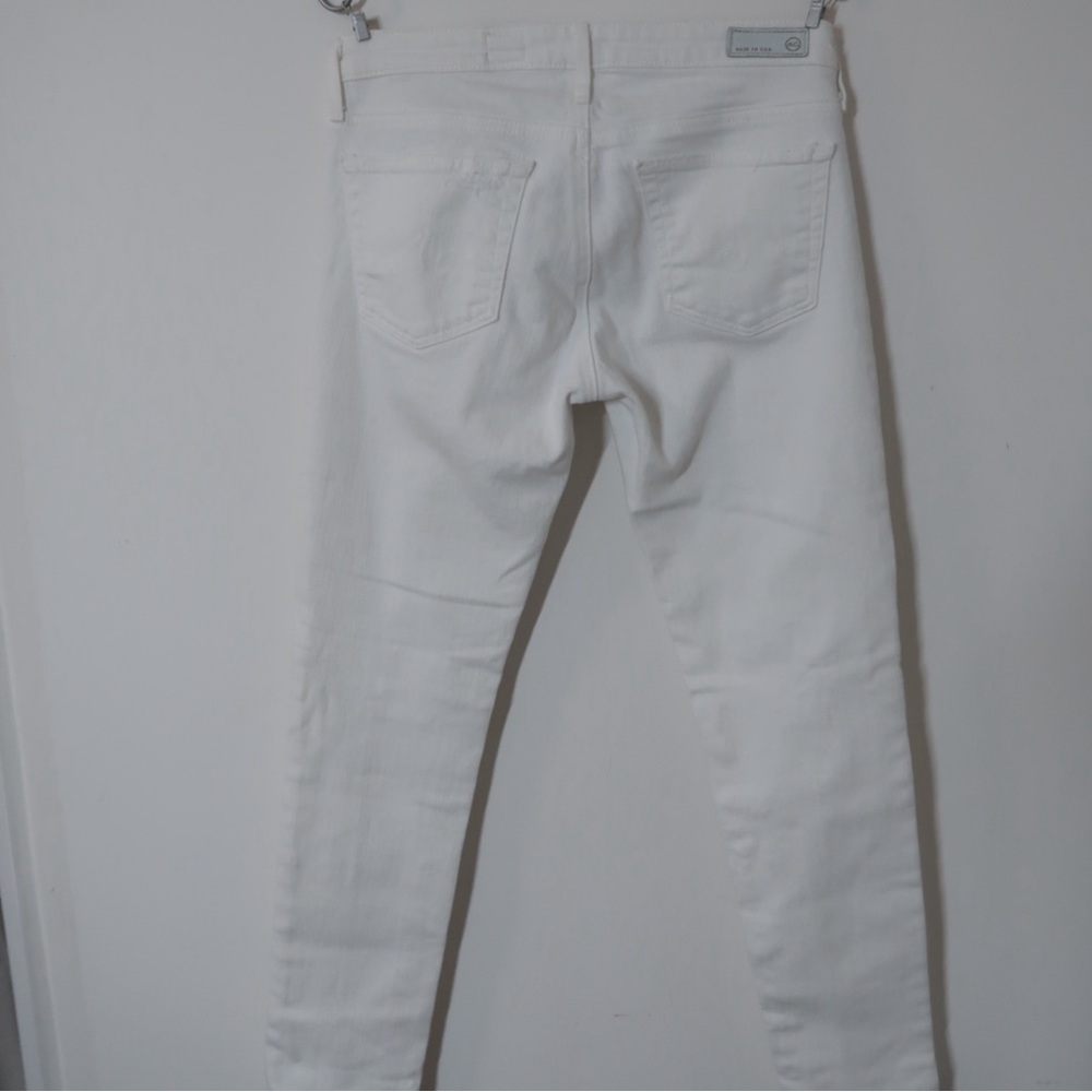 AG The Stevie Ankle Slim Straight Distressed White Jeans 26R - Picture 6 of 8